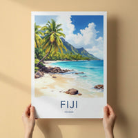 Fiji Poster - Oceania Travel Art - Tropical Beach Palms Home Decor