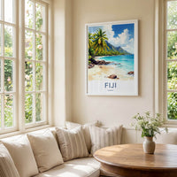 Fiji Poster - Oceania Travel Art - Tropical Beach Palms Home Decor