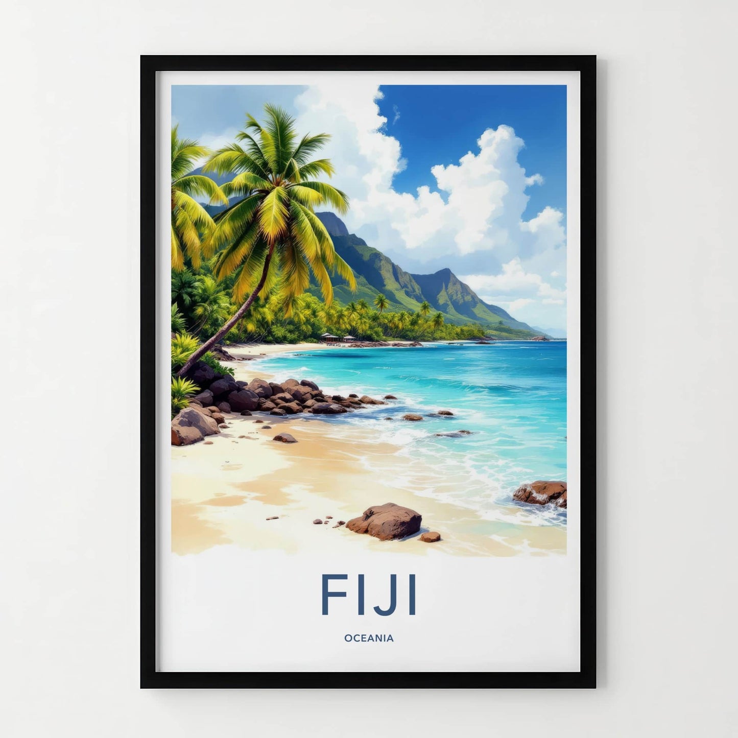 Fiji Poster - Oceania Travel Art - Tropical Beach Palms Home Decor