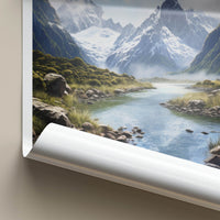 FIORDLAND Poster - New Zealand Travel Art - Majestic Glacier Stream Home Decor