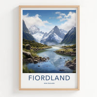 FIORDLAND Poster - New Zealand Travel Art - Majestic Glacier Stream Home Decor