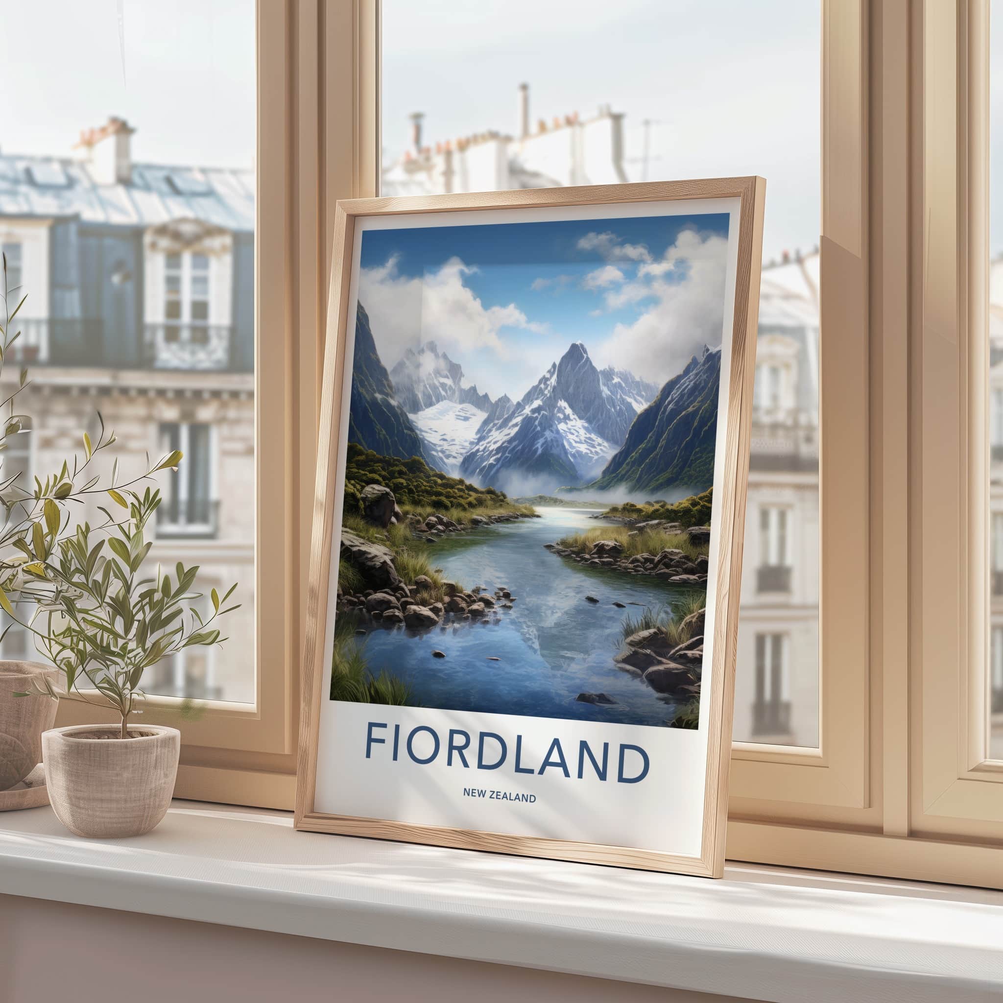 FIORDLAND Poster - New Zealand Travel Art - Majestic Glacier Stream Home Decor
