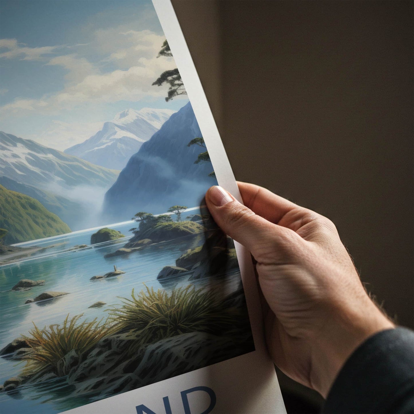 Fiordland Poster - New Zealand Travel Art - Snowy Peaks Fjord Home Decor