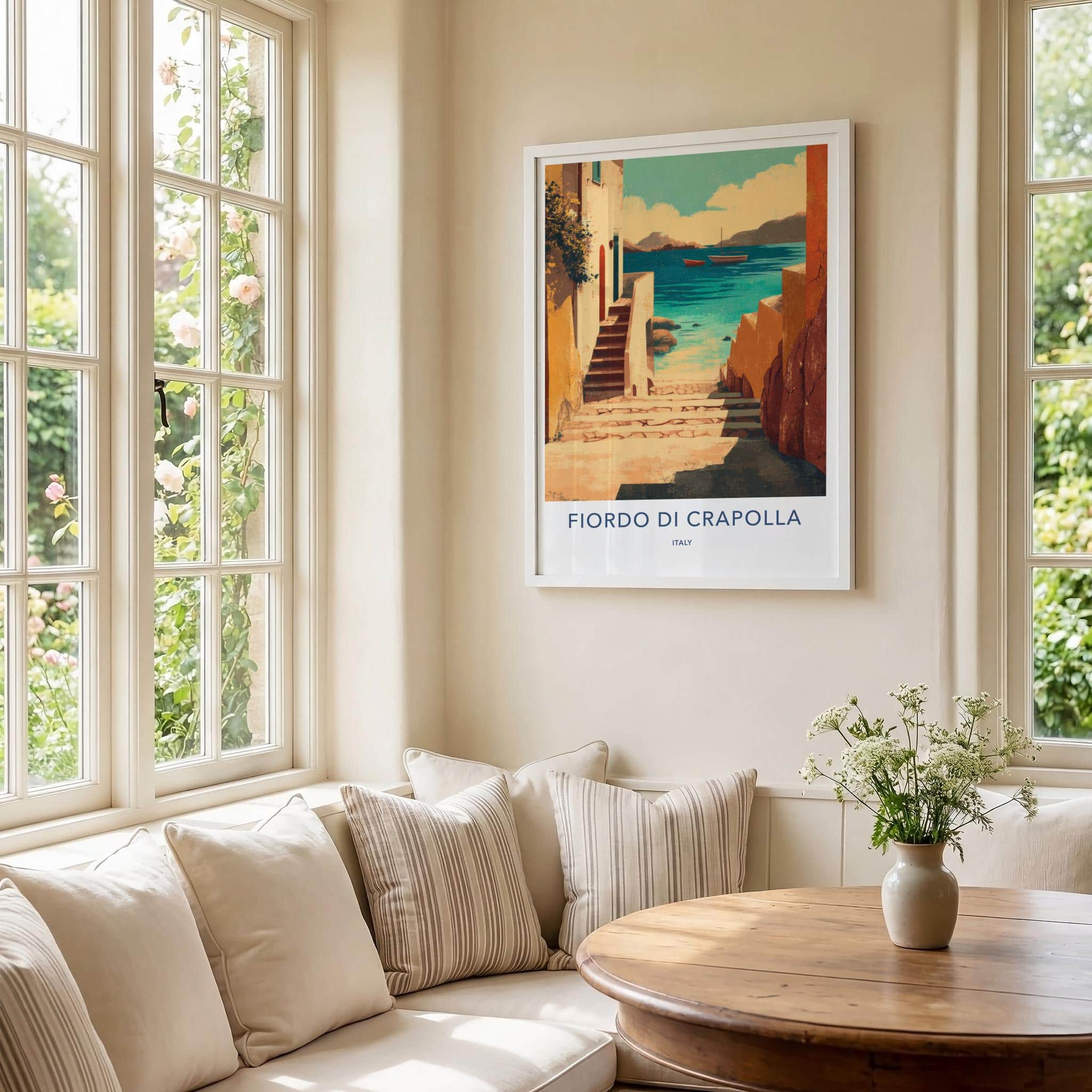 Fiordo Di Crapolla Poster - Italy Travel Art - Ocean View Steps Home Decor