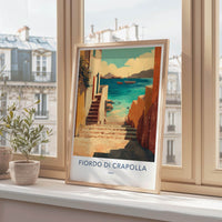 Fiordo Di Crapolla Poster - Italy Travel Art - Ocean View Steps Home Decor