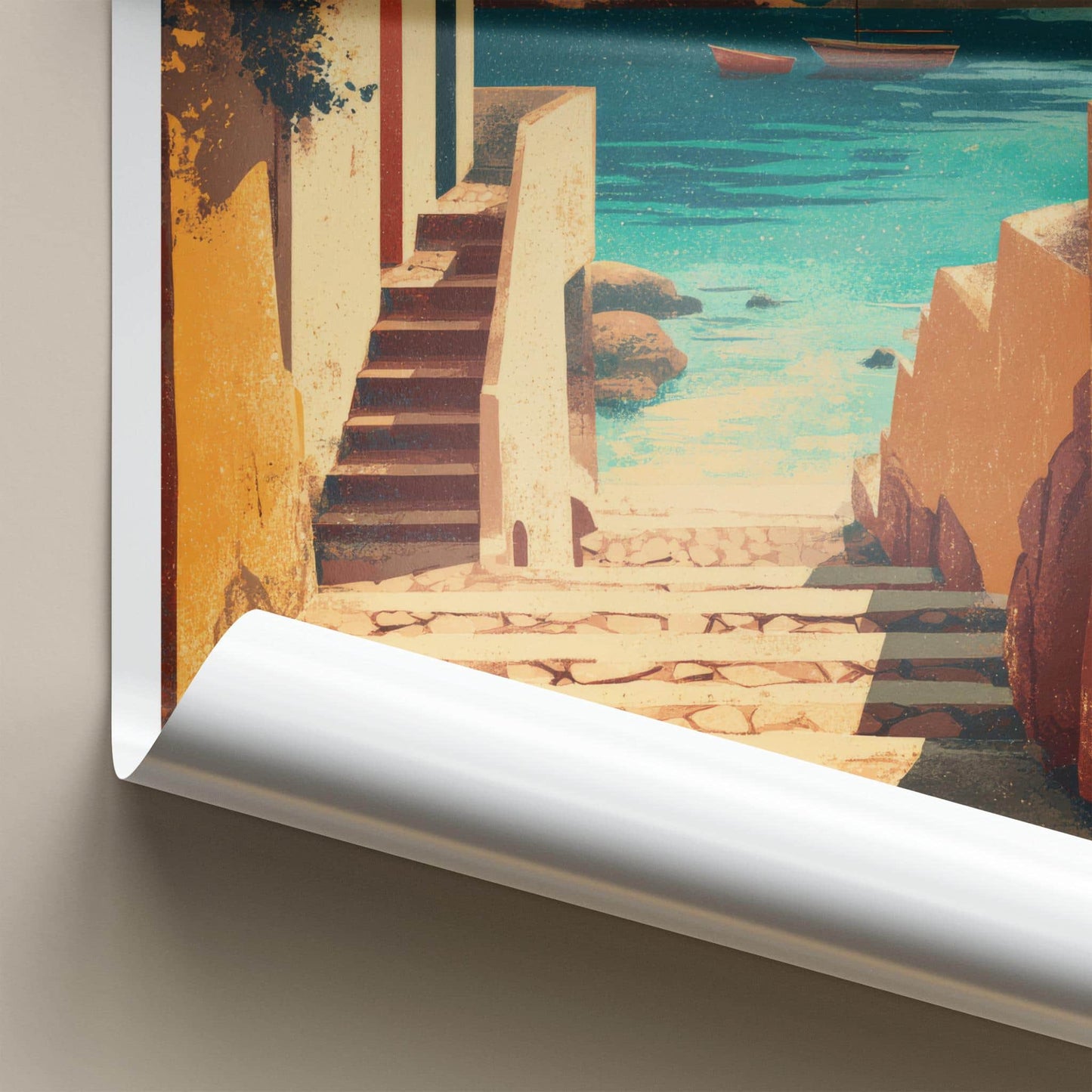 Fiordo Di Crapolla Poster - Italy Travel Art - Ocean View Steps Home Decor