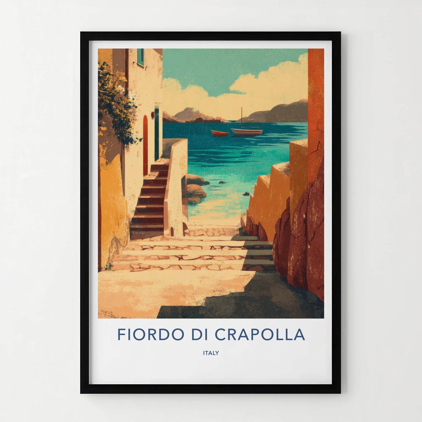Fiordo Di Crapolla Poster - Italy Travel Art - Ocean View Steps Home Decor