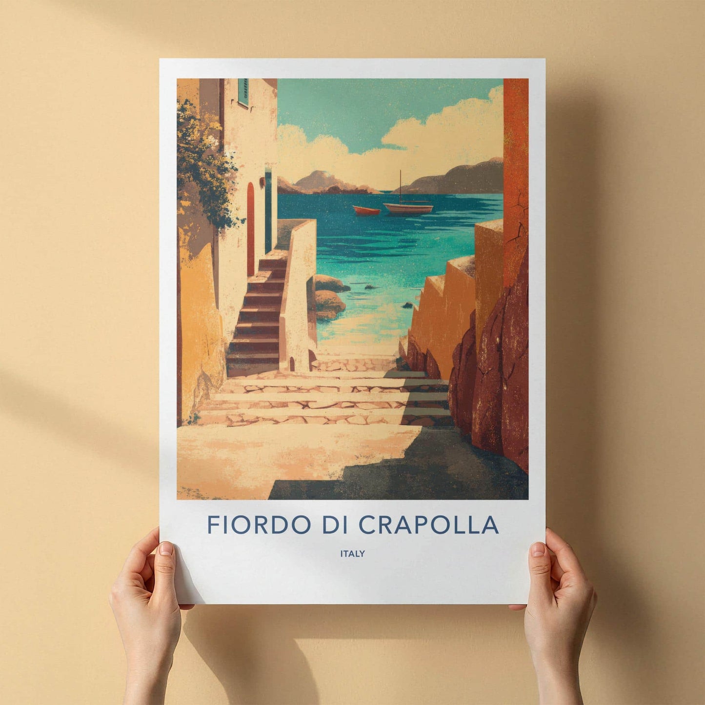 Fiordo Di Crapolla Poster - Italy Travel Art - Ocean View Steps Home Decor