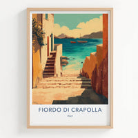 Fiordo Di Crapolla Poster - Italy Travel Art - Ocean View Steps Home Decor