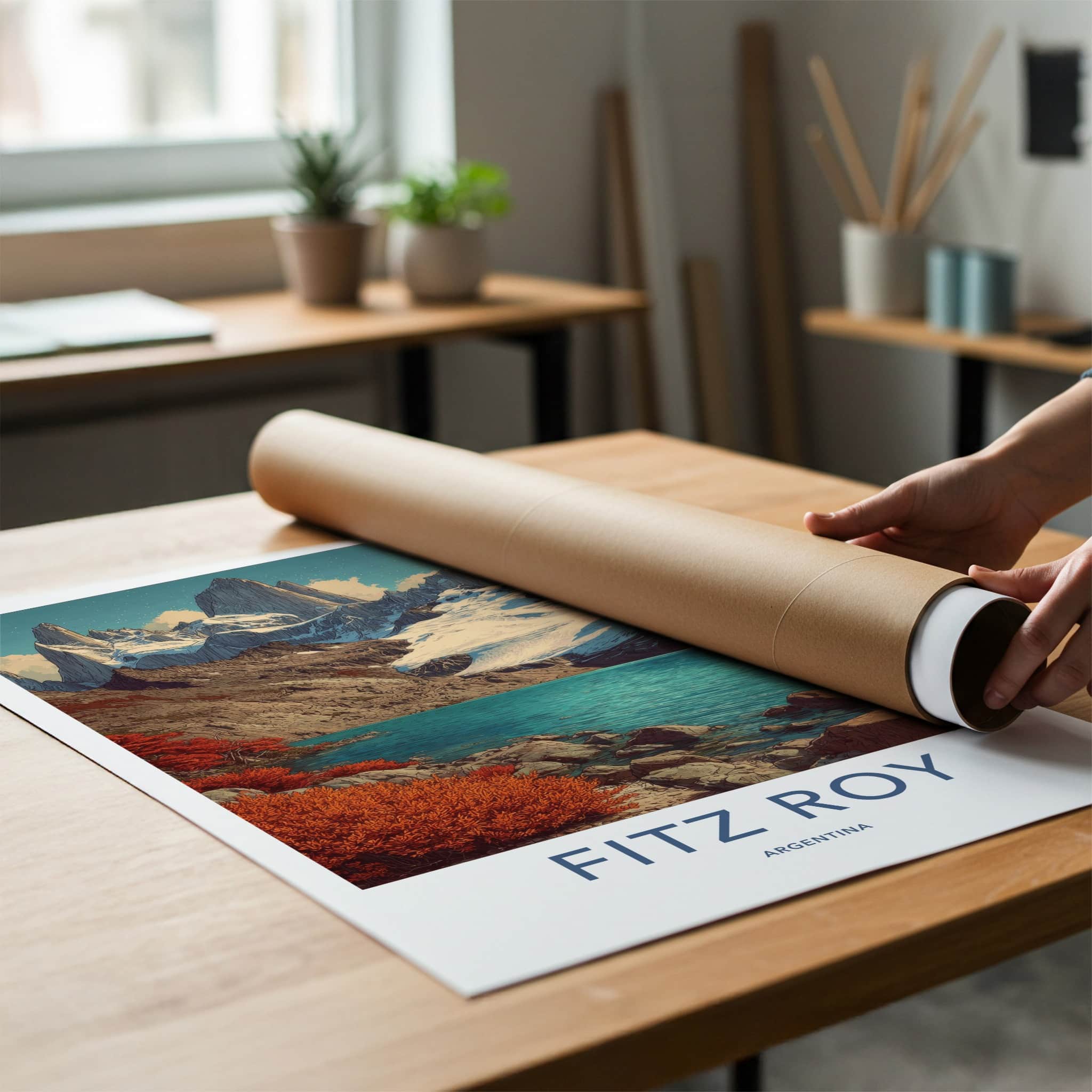 Fitz Roy Poster - Argentina Travel Art - Snow Capped Peaks Home Decor