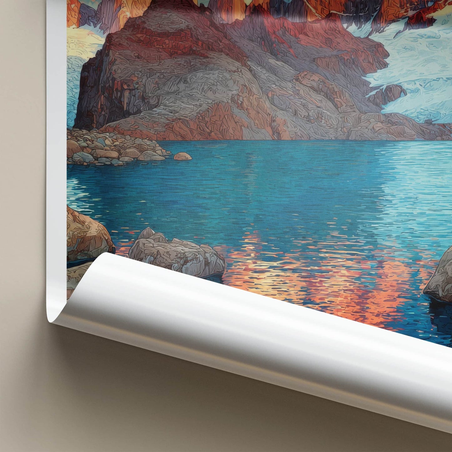 Fitz Roy Poster - Argentina Travel Print - Glacier Lake Reflections Home Decor