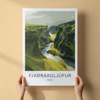 Fjadrarargljufur Poster - Iceland Travel Art - Verdant River Gorge Wall Decor