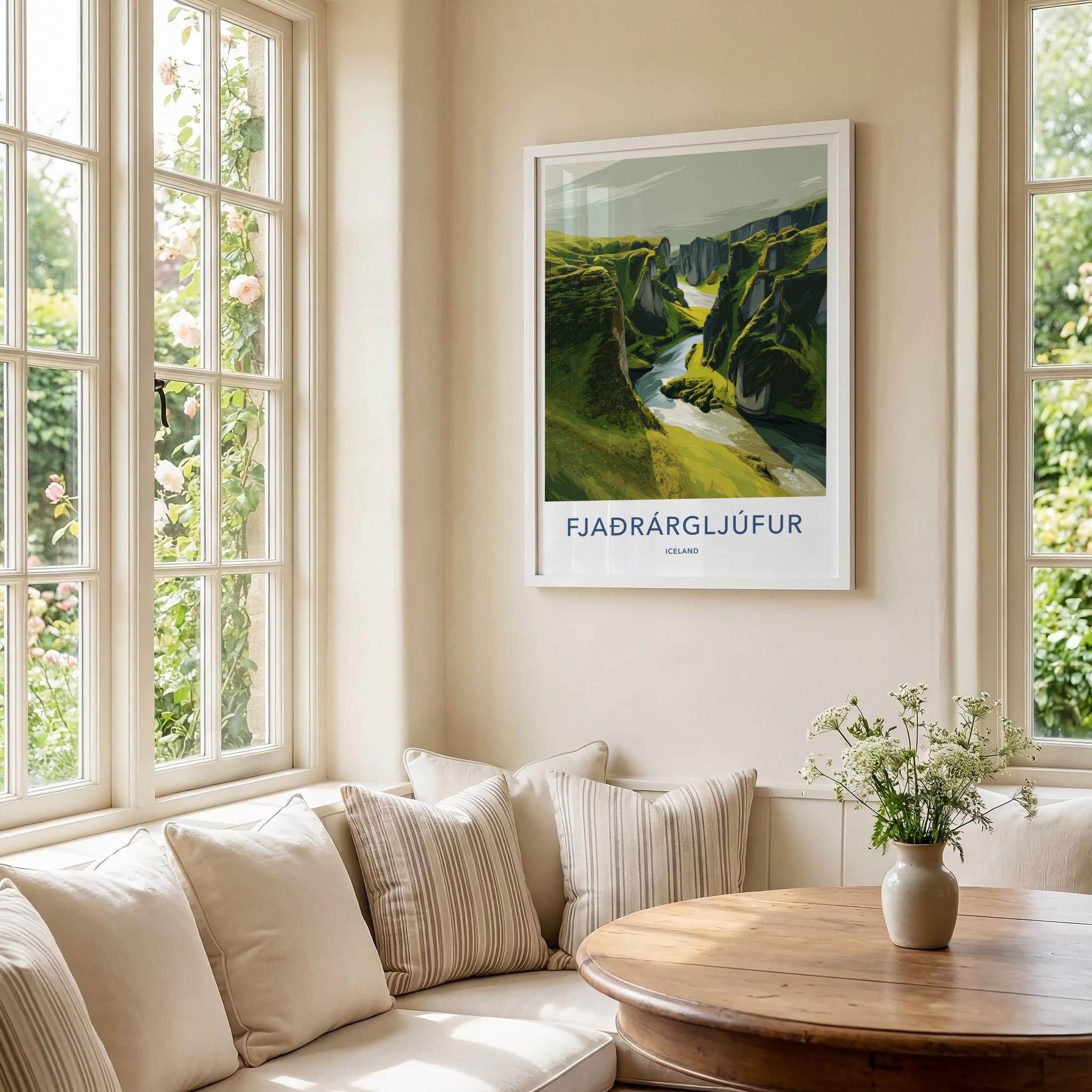 Fjadrarargljufur Poster - Iceland Travel Art - Verdant River Gorge Wall Decor
