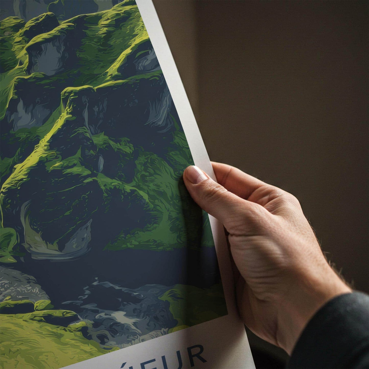 Fjadrargljufur Poster - Iceland Travel Art - Mossy Canyon River Home Decor
