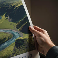 Fjadrargljufur Poster - Iceland Travel Art - Winding River Canyon Wall Decor