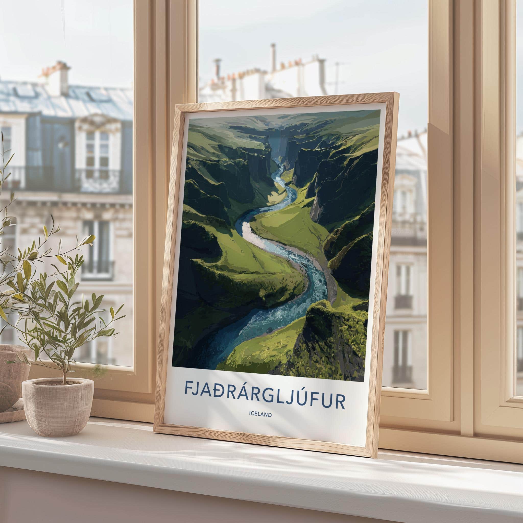 Fjadrargljufur Poster - Iceland Travel Art - Winding River Canyon Wall Decor