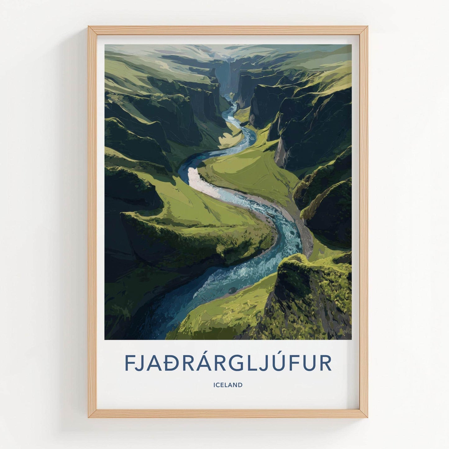 Fjadrargljufur Poster - Iceland Travel Art - Winding River Canyon Wall Decor