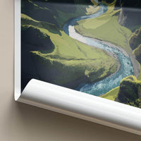 Fjadrargljufur Poster - Iceland Travel Art - Winding River Canyon Wall Decor
