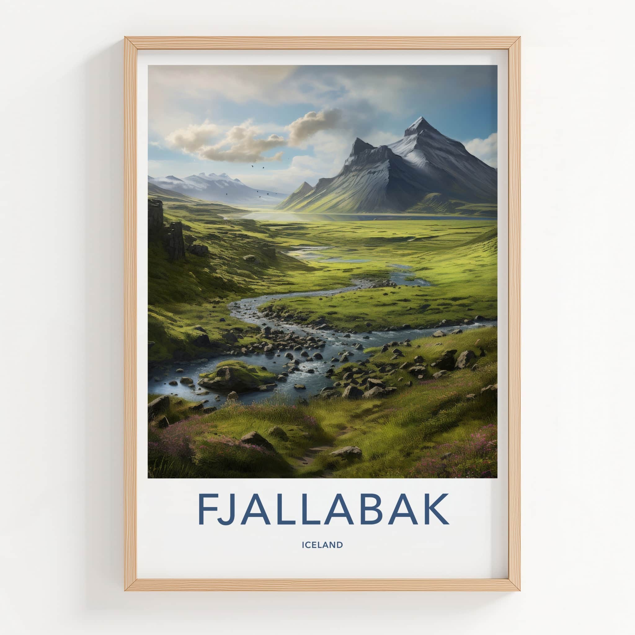 FJALLABAK Poster - Iceland Travel Art - Mountain River Landscape Home Decor