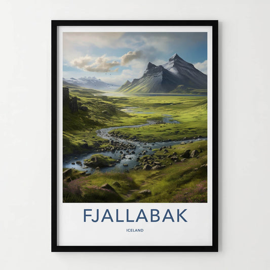 FJALLABAK Poster - Iceland Travel Art - Mountain River Landscape Home Decor