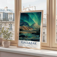 Fjallabak Poster - Iceland Travel Art - Northern Lights Reflection Wall Decor