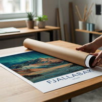 Fjallabak Poster - Iceland Travel Art - Vibrant Mountain Aurora Wall Decor