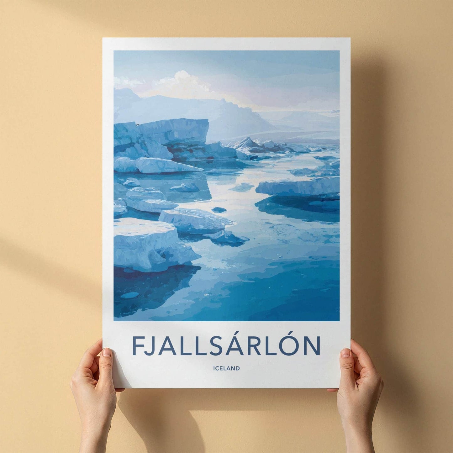 Fjallsarlon Poster - Iceland Travel Art - Floating icebergs vast Home Decor