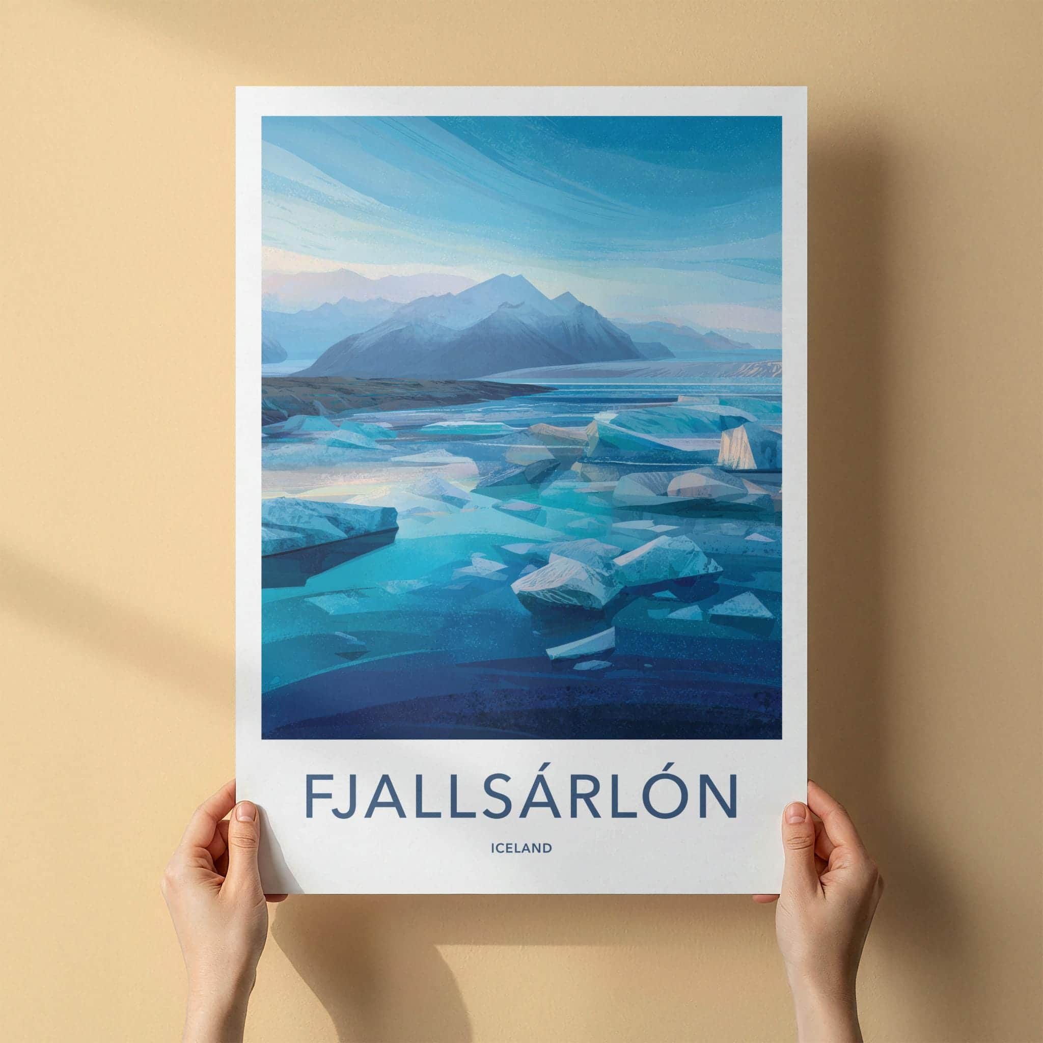 Fjallsarlon Poster - Iceland Travel Print - Icy glacial lagoon Wall Decor