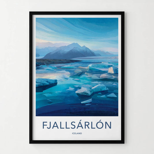 Fjallsarlon Poster - Iceland Travel Print - Icy glacial lagoon Wall Decor