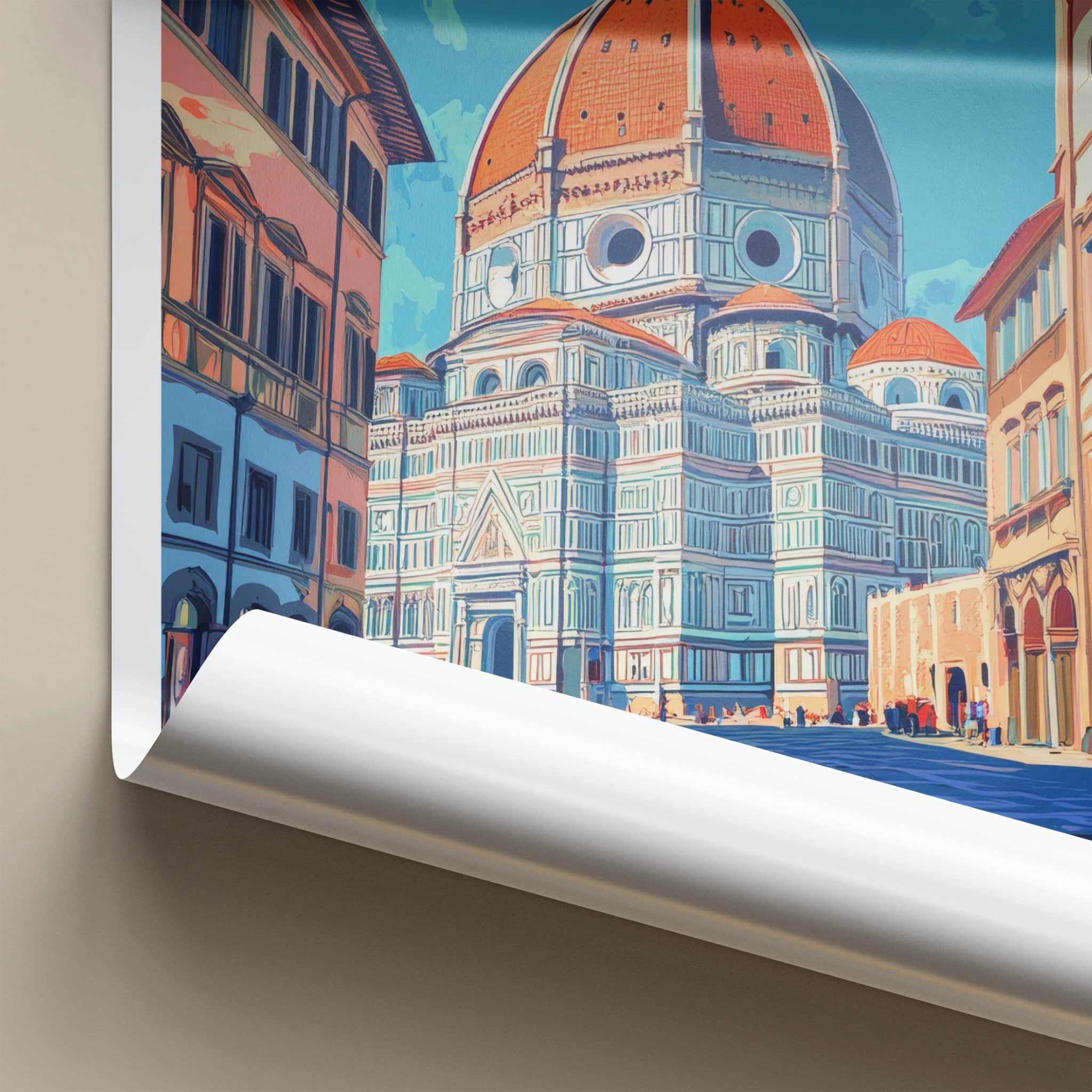 Florence Poster - Italy Travel Art - Duomo Cathedral Square Home Decor