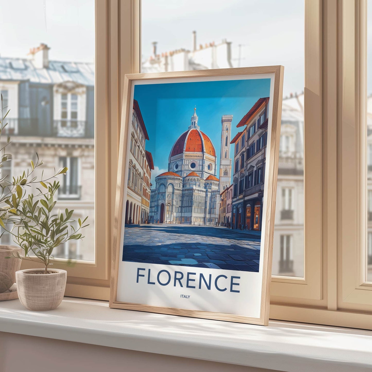 Florence Poster - Italy Travel Art - Grand Cathedral Dome Wall Decor