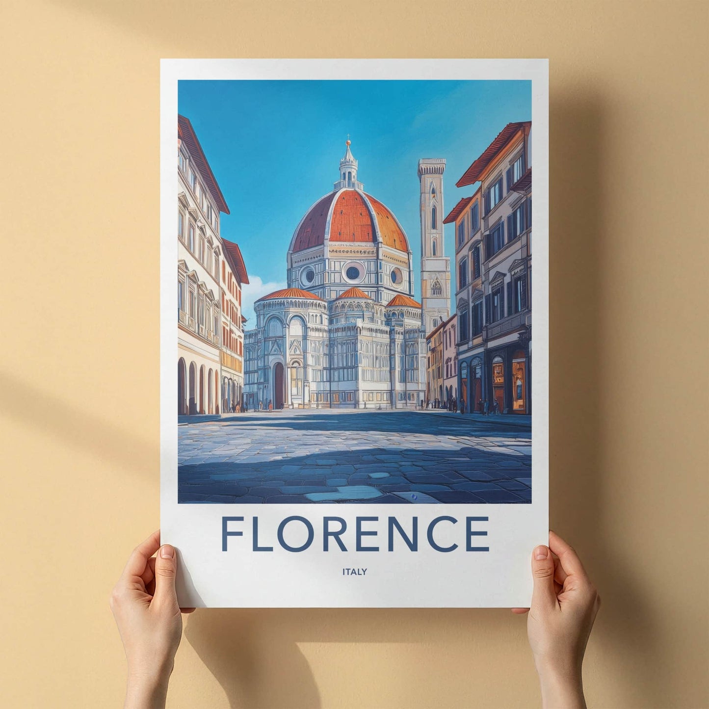 Florence Poster - Italy Travel Art - Grand Cathedral Dome Wall Decor