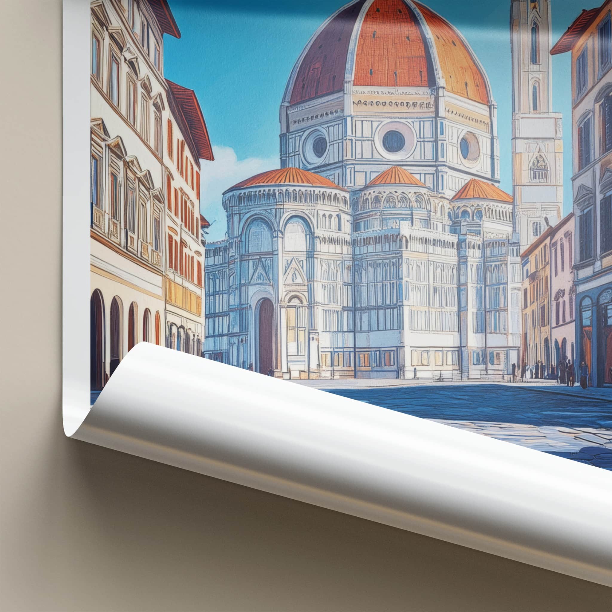 Florence Poster - Italy Travel Art - Grand Cathedral Dome Wall Decor