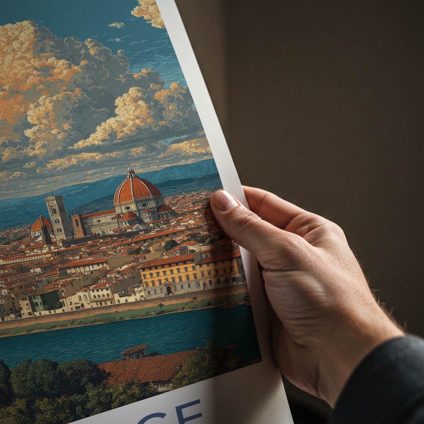 Florence Poster - Italy Wall Art - Cityscape River Buildings Home Decor