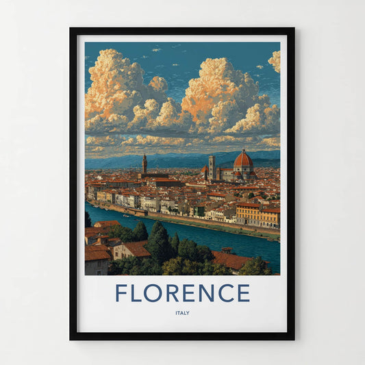 Florence Poster - Italy Wall Art - Cityscape River Buildings Home Decor