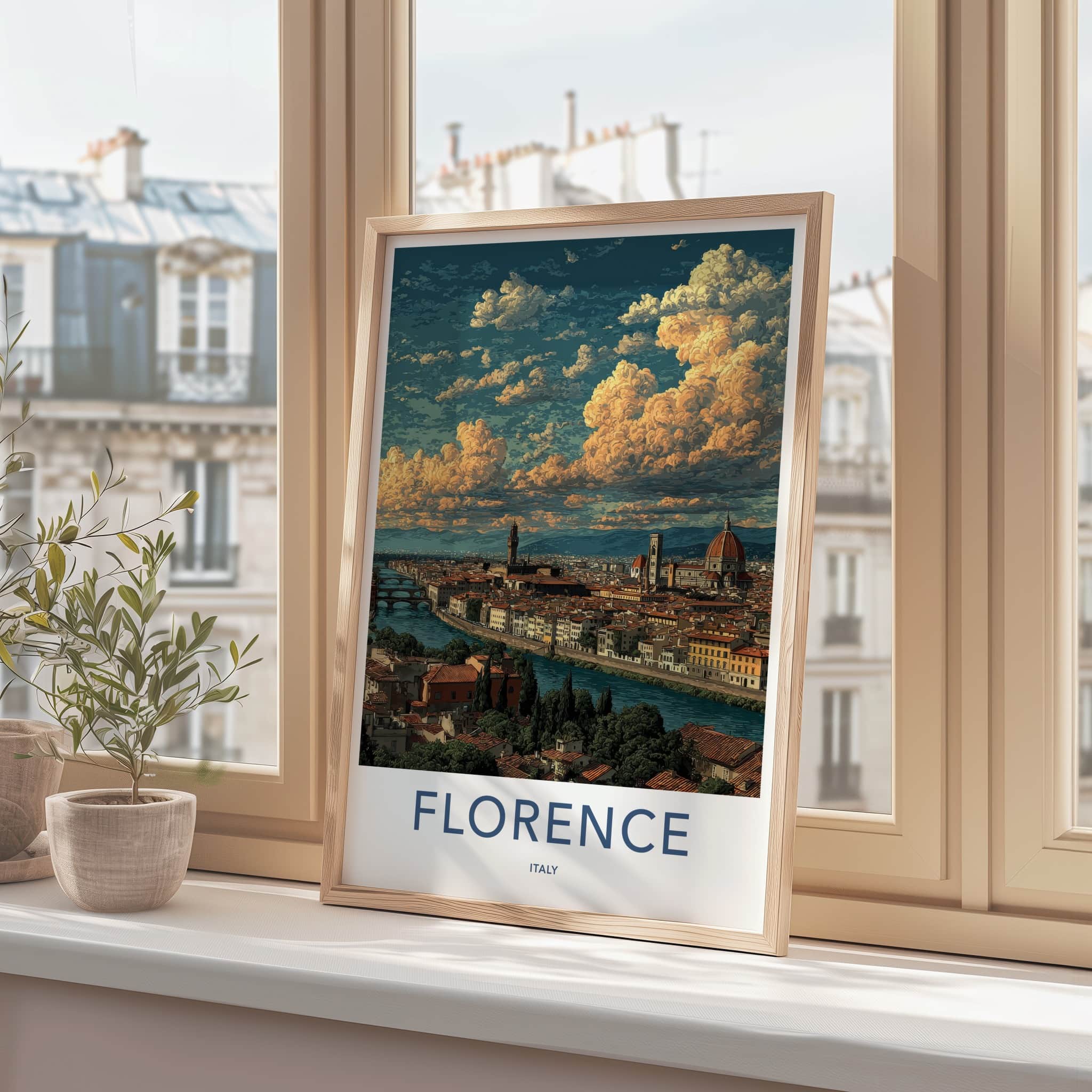 Florence Poster - Italy Wall Art - Historic Cityscape Dome Home Decor