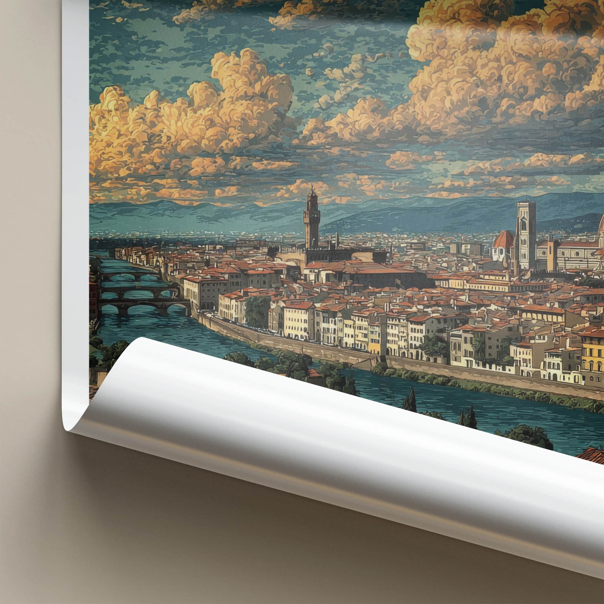 Florence Poster - Italy Wall Art - Historic Cityscape Dome Home Decor