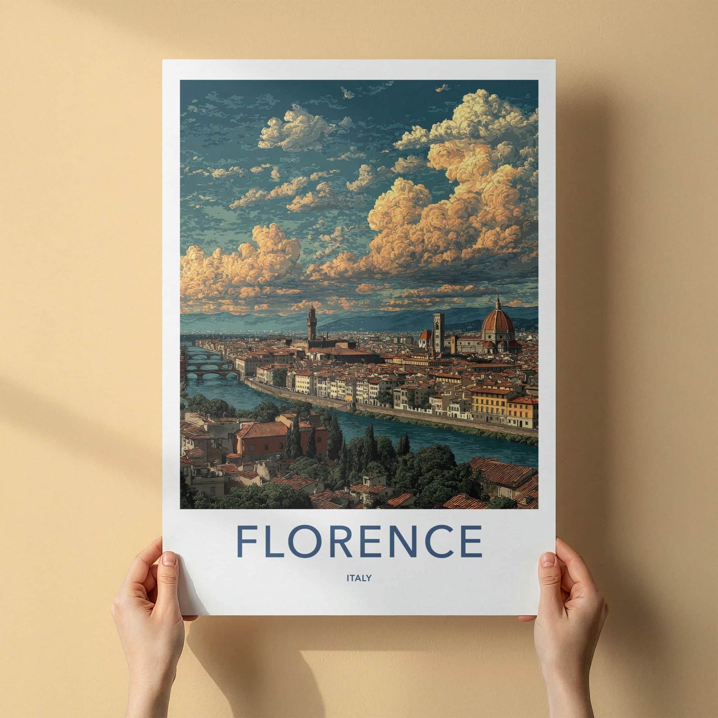 Florence Poster - Italy Wall Art - Historic Cityscape Dome Home Decor
