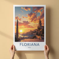 Floriana Poster - Malta Art Print - Coastal Sunset Church Wall Decor