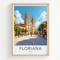Floriana Poster - Malta Framed Print - Twin Tower Church Gallery Art