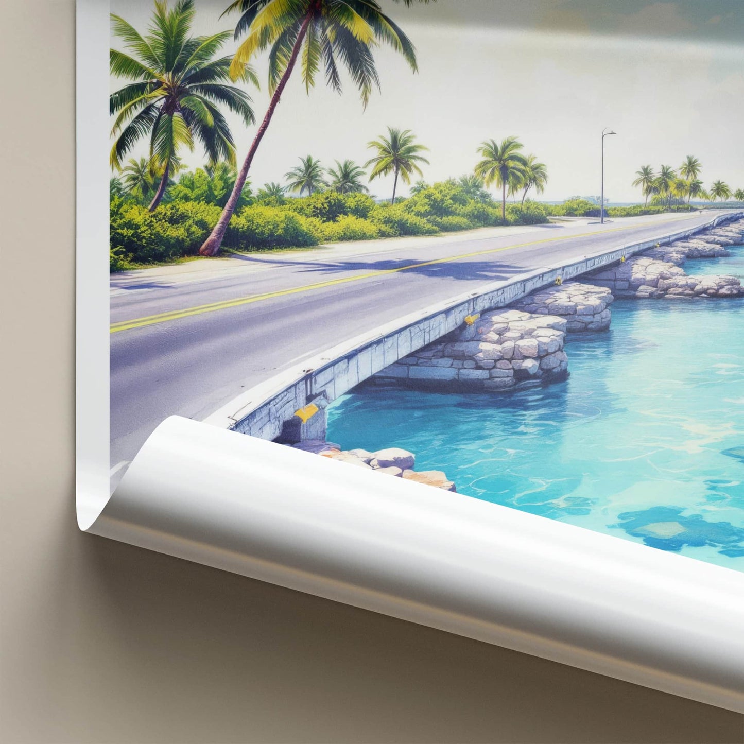 Florida Keys Poster - Florida Travel Art - Blue Water Bridge Home Decor