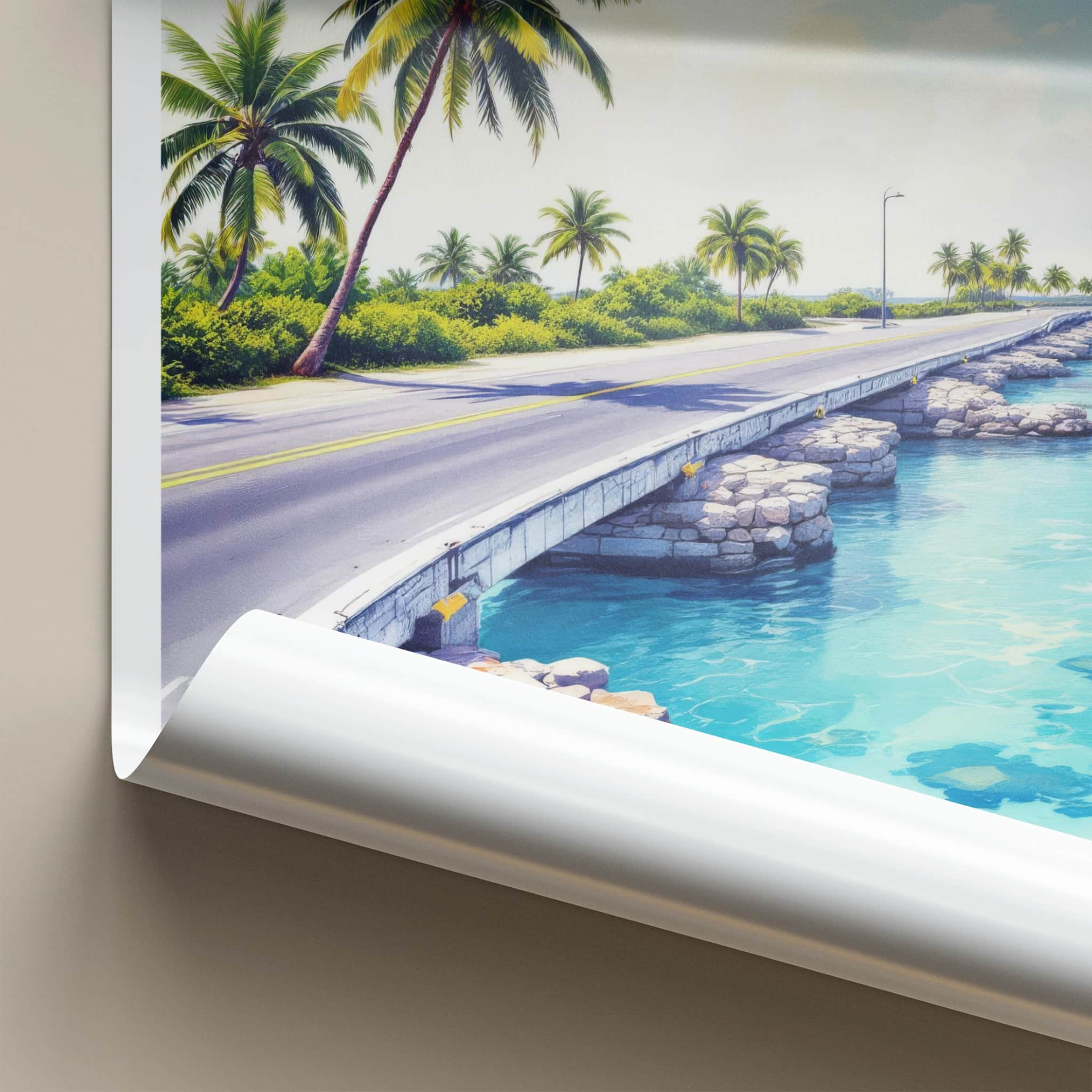 Florida Keys Poster - Florida Travel Art - Blue Water Bridge Home Decor