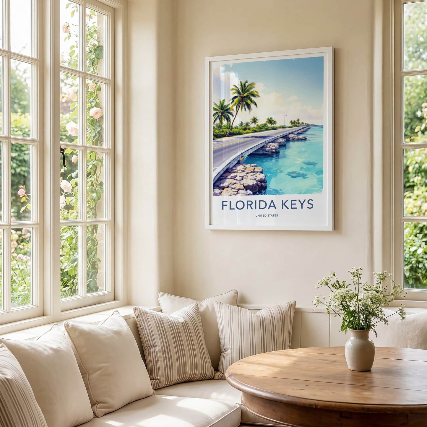 Florida Keys Poster - Florida Travel Art - Blue Water Bridge Home Decor