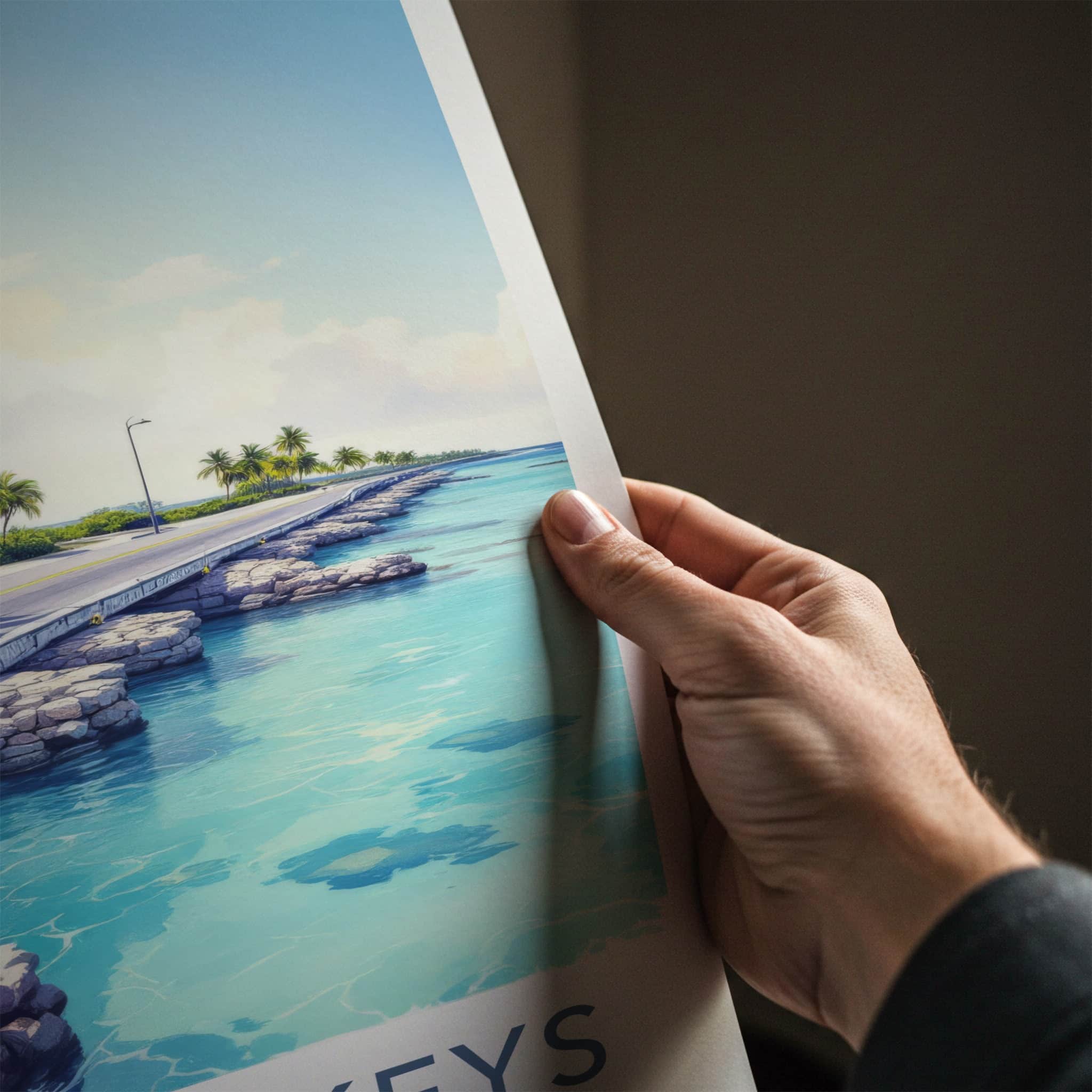 Florida Keys Poster - Florida Travel Art - Blue Water Bridge Home Decor