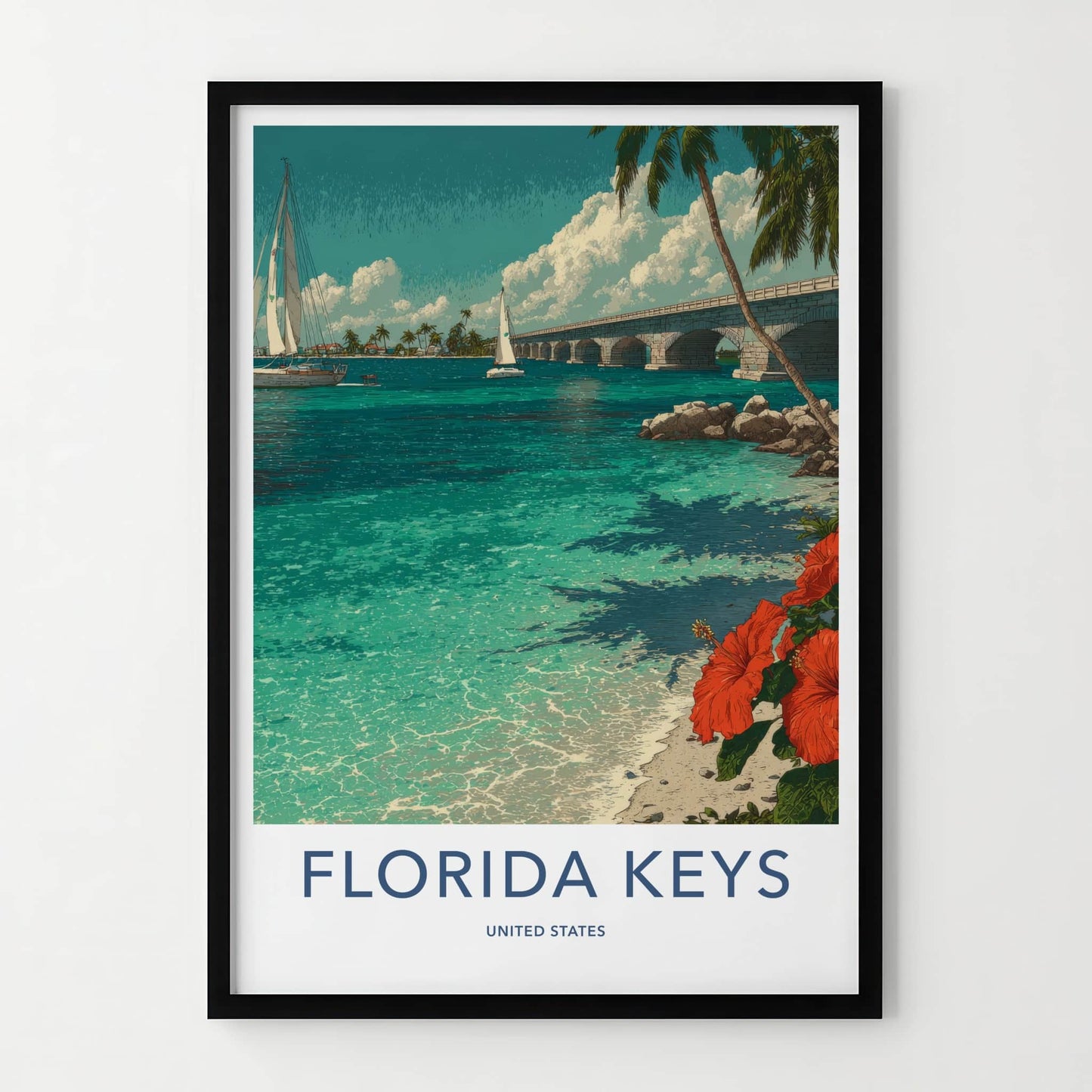 Florida Keys Poster - Florida Travel Art - Overseas Highway Gallery Art