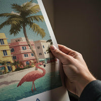 Florida Poster - Florida Travel Art - Art Deco Flamingos Wall Decor
