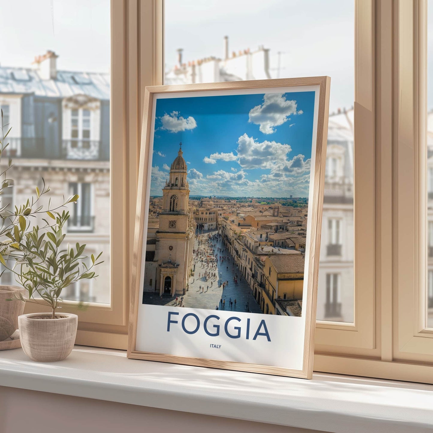 Foggia Poster - Italy Art Print - Piazza Cathedral Buildings Gallery Art