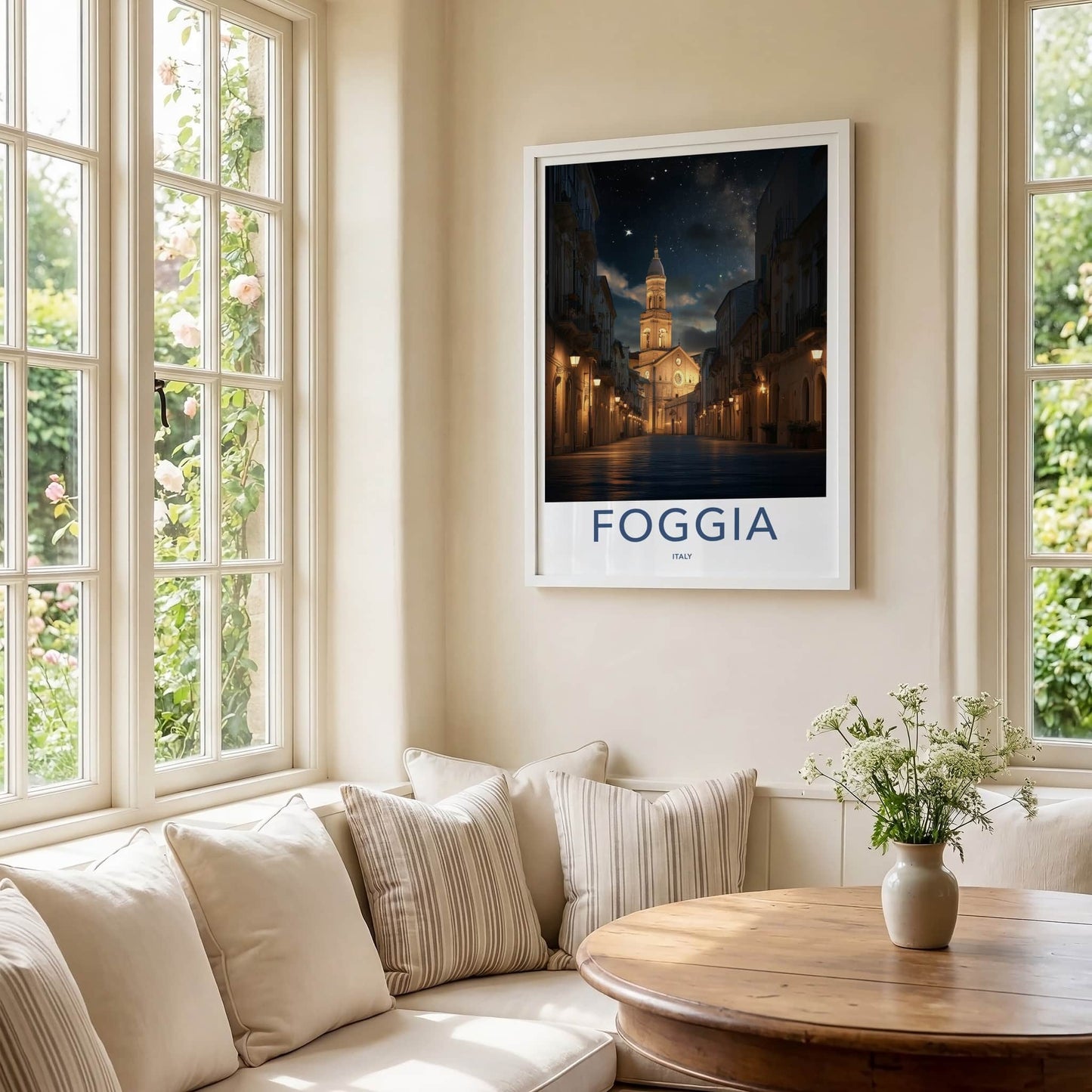 Foggia Poster - Italy Travel Art - Starry Night Street Home Decor