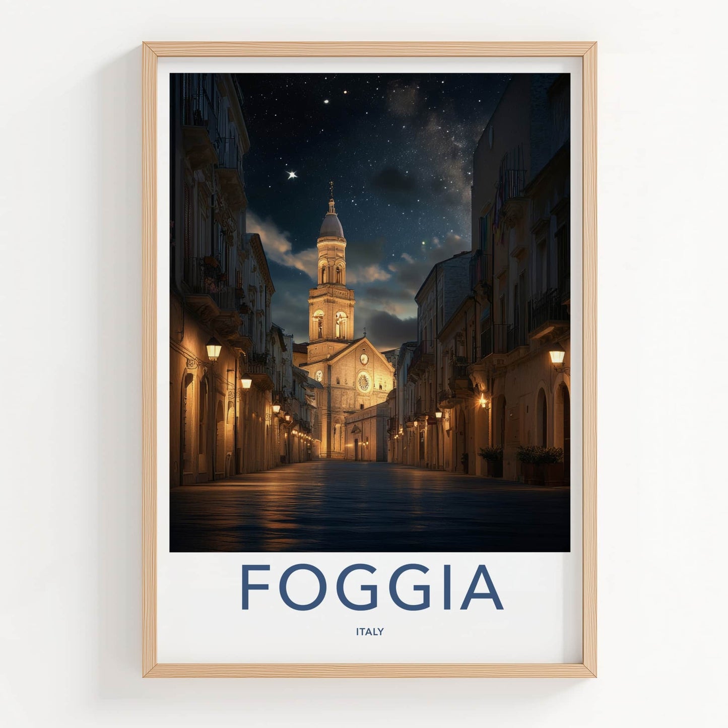 Foggia Poster - Italy Travel Art - Starry Night Street Home Decor