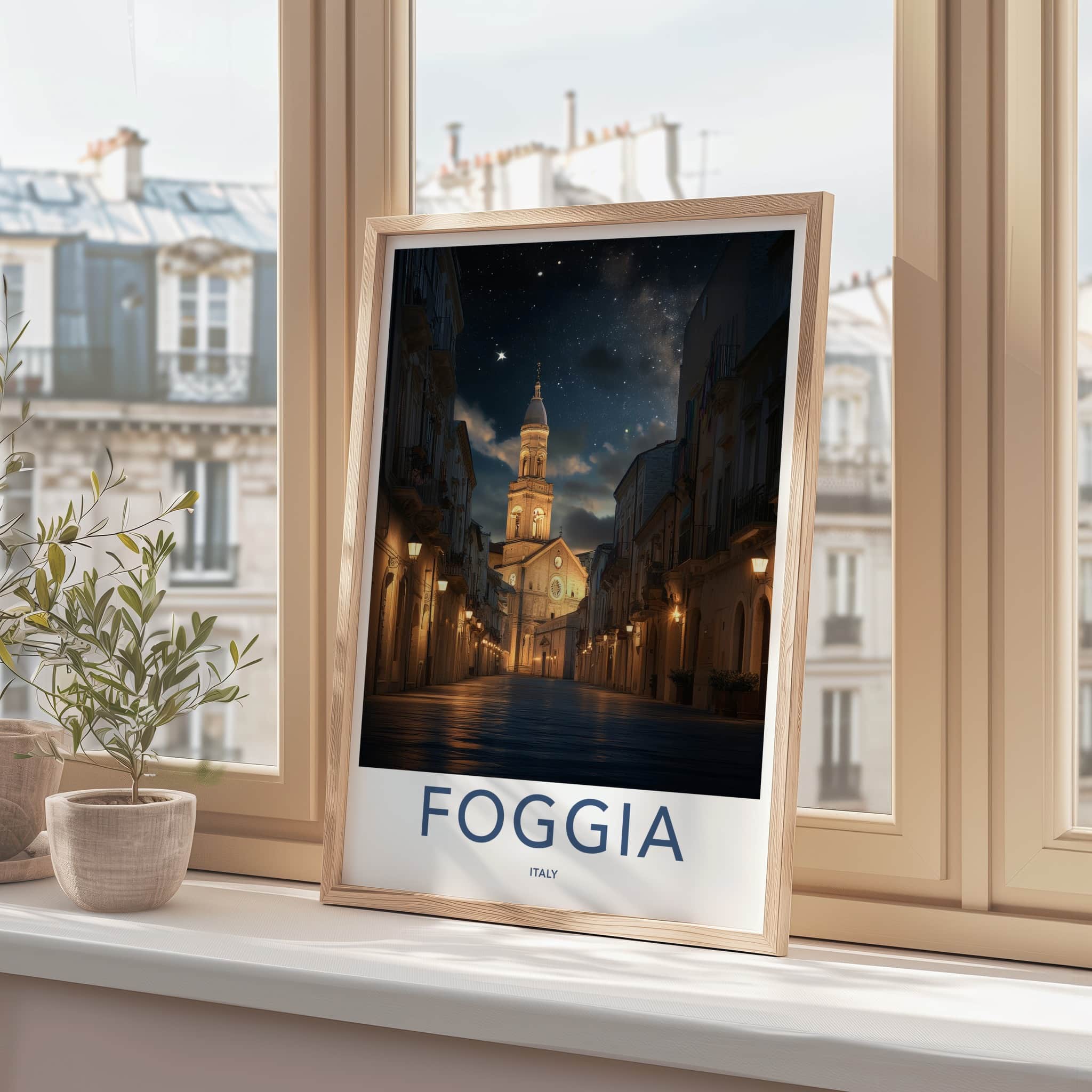 Foggia Poster - Italy Travel Art - Starry Night Street Home Decor
